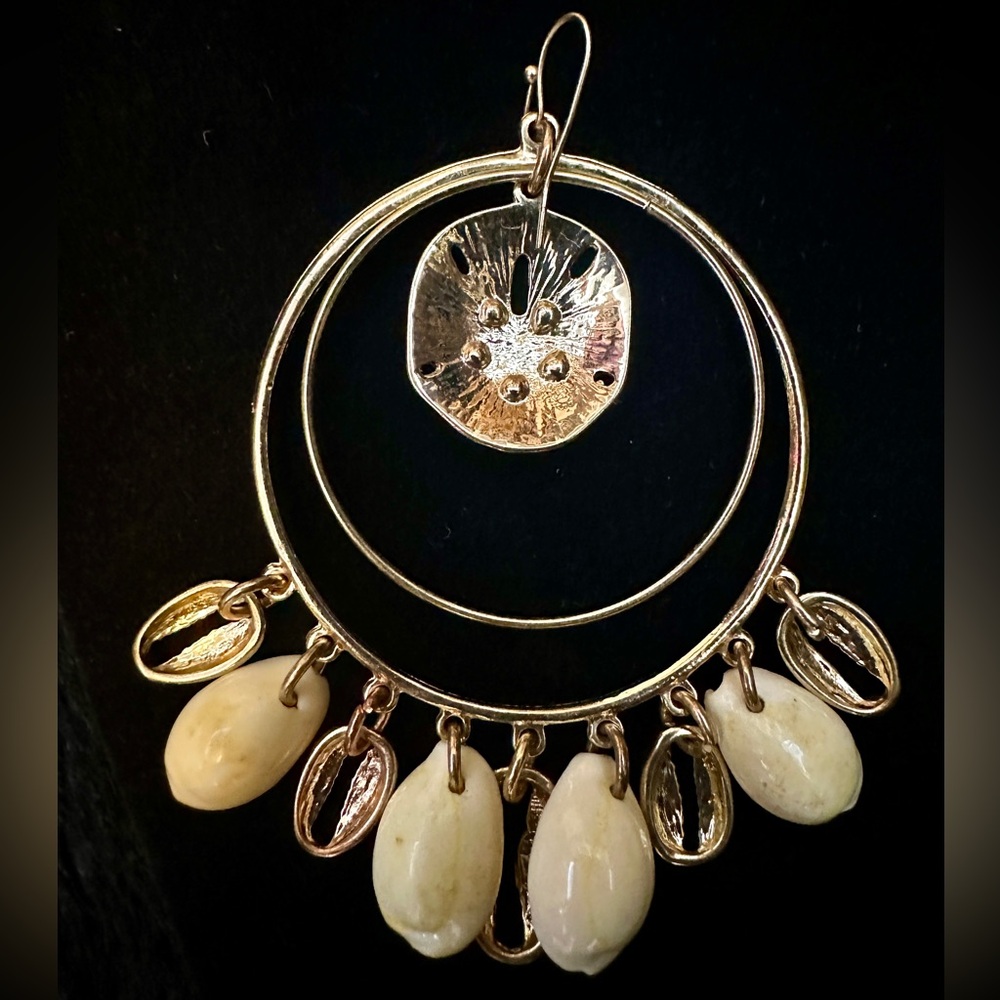 Shell Hoop Earrings - Picture 6 of 7